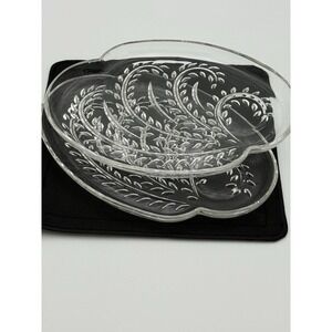 Set Of 2 Vintage Heavy Clear Federal Glass  Snack Plates Wheat Pattern 1950's